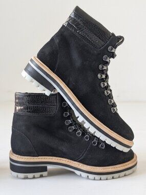 FREDA SALVADOR Ali Suede Croc Hiker Boots Black 38 7.5 - NWOB GRAIL ✨